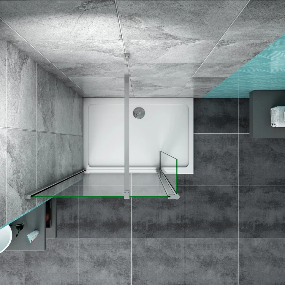 Wet Room Walk In Enclosure Shower Screen With Flipper 8mm NANO Easy Clean Glass - Image 3 of 4