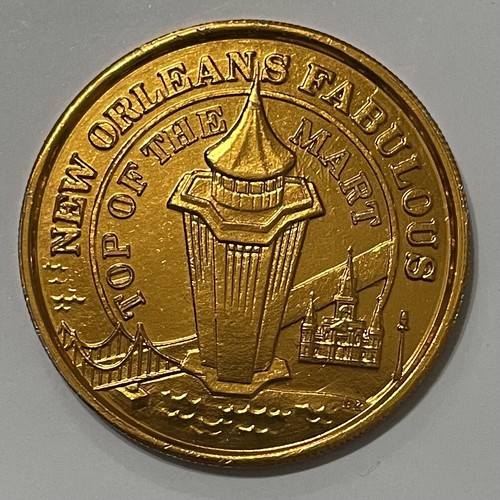 Alumno de Mardi Gras Julien Poydras 1974 Nueva Orleans Top Of The Mart. Doubloon 39 mm - Imagen 2 de 2