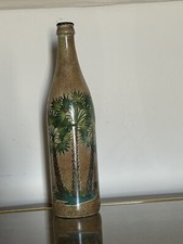 Vintage Oil Hand Painted Wine Bottle Palm Trees Design