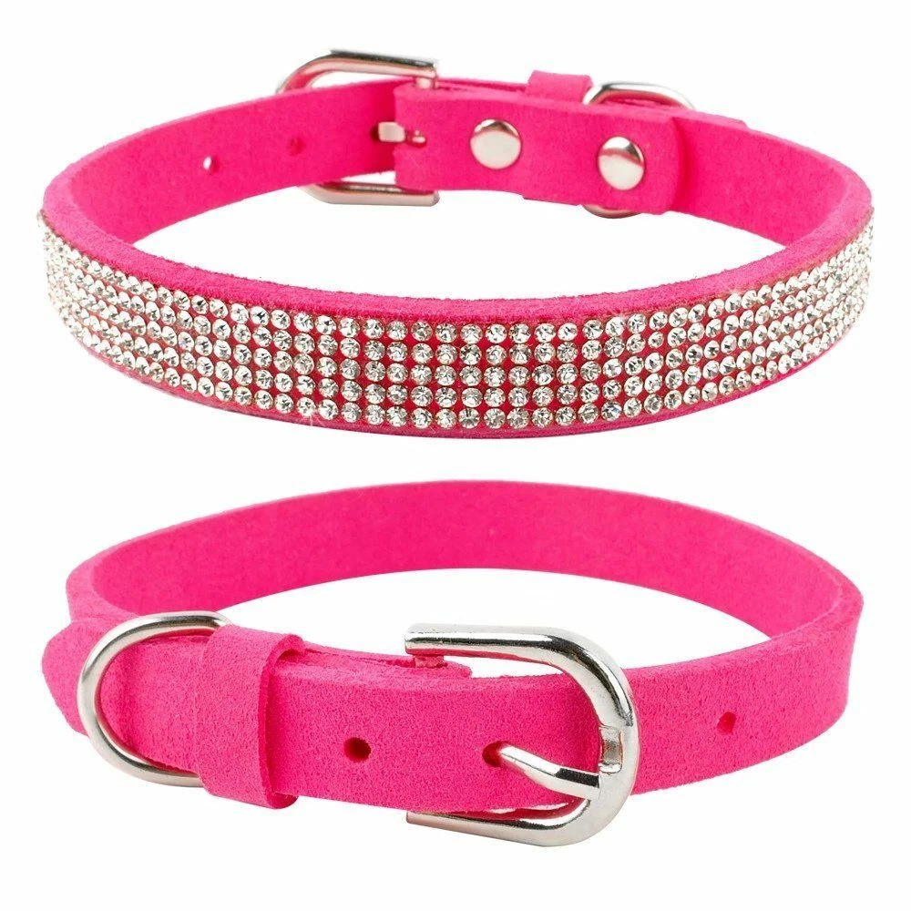 Pink diamond studded dog collar cheap