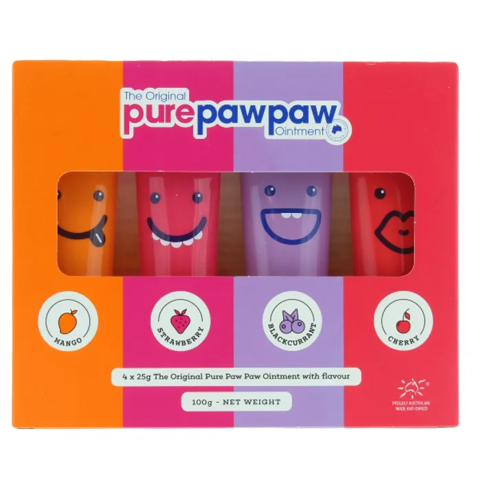 Original Pure Paw Paw Ointment 4x15g - Mango, Strawberry, Blackcurrant & Cherry