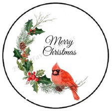 MERRY CHRISTMAS CARDINAL ENVELOPE SEALS LABELS STICKERS PARTY FAVORS