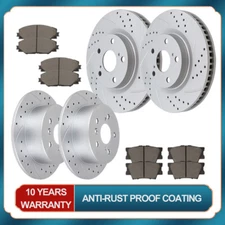 296mm Front & 281mm Rear Drilled Rotors Brake Pads for 2006 - 2018 Toyota Rav4