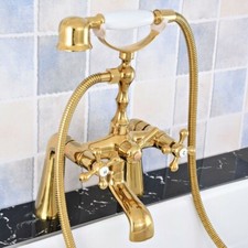 Gold Color Brass Clawfoot Bathtub Faucet Mixer Set With Handheld Shower Ztf785
