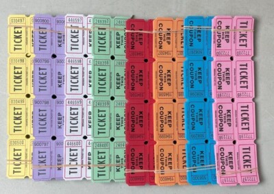 Lot de 8 rouleaux de 2 000 tickets d'événement - Lot complet de 8 couleurs Lot de 8 rouleaux de 2 000 tickets d'événement - Lot complet de 8 couleurs