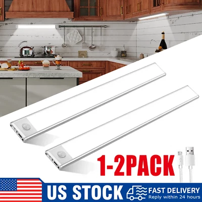 LED Motion Sensor Under Cabinet Closet Light USB Rechargeable Kitchen Lamp Strip