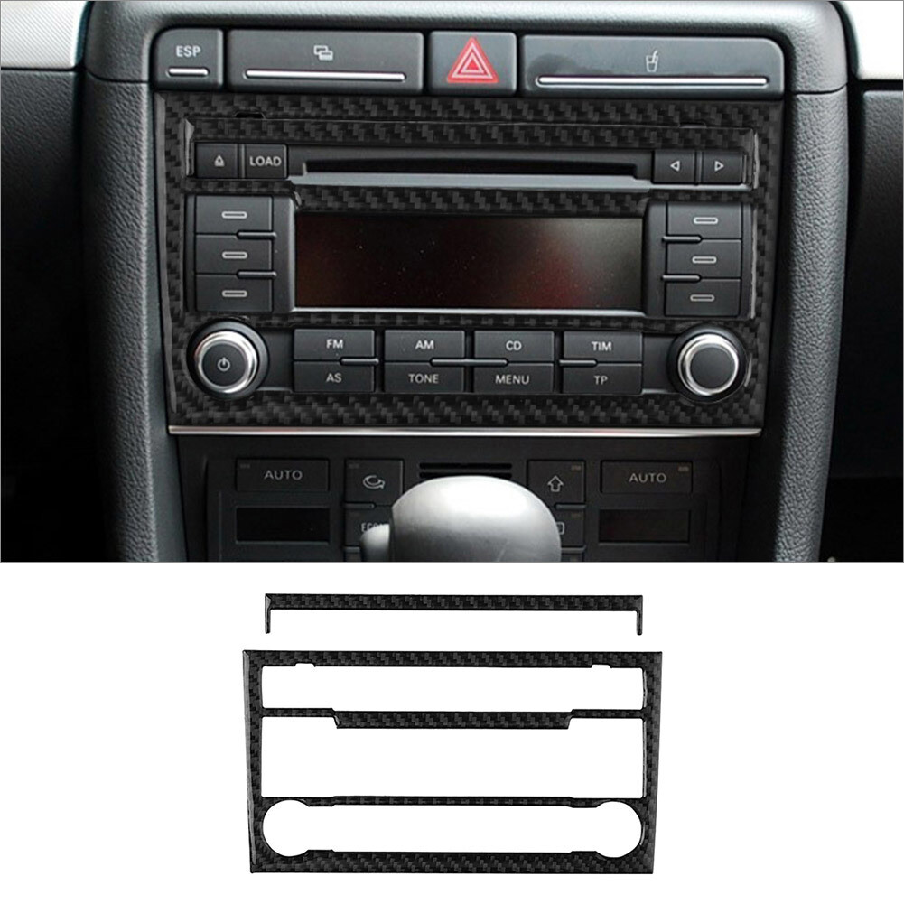 2Pcs Carbon Fiber Interior Climate Control Cover Trim For Audi A4 S4 2007-2008