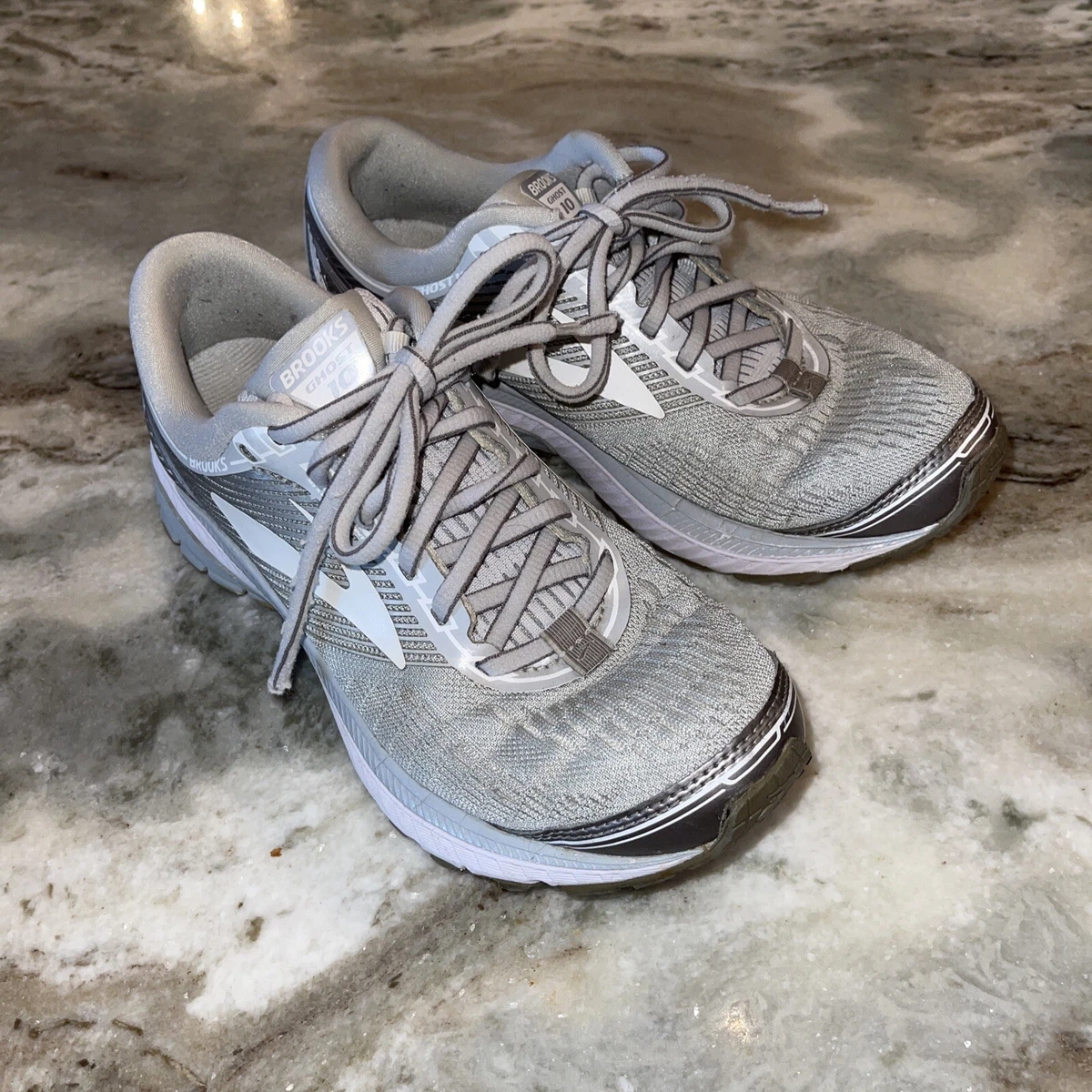 BROOKS GHOST 10 gray mesh Athletic running sneakers 1202461B144 women's  size 7 | eBay