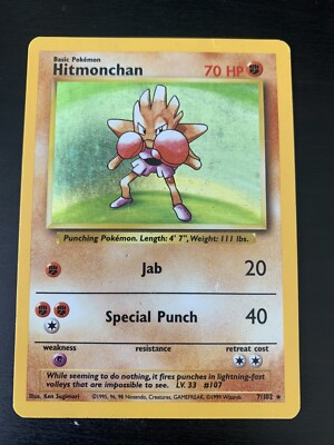 Hitmonchan 7/102 Holo Rare - Base Set Unlimited - Pokémon Card MP