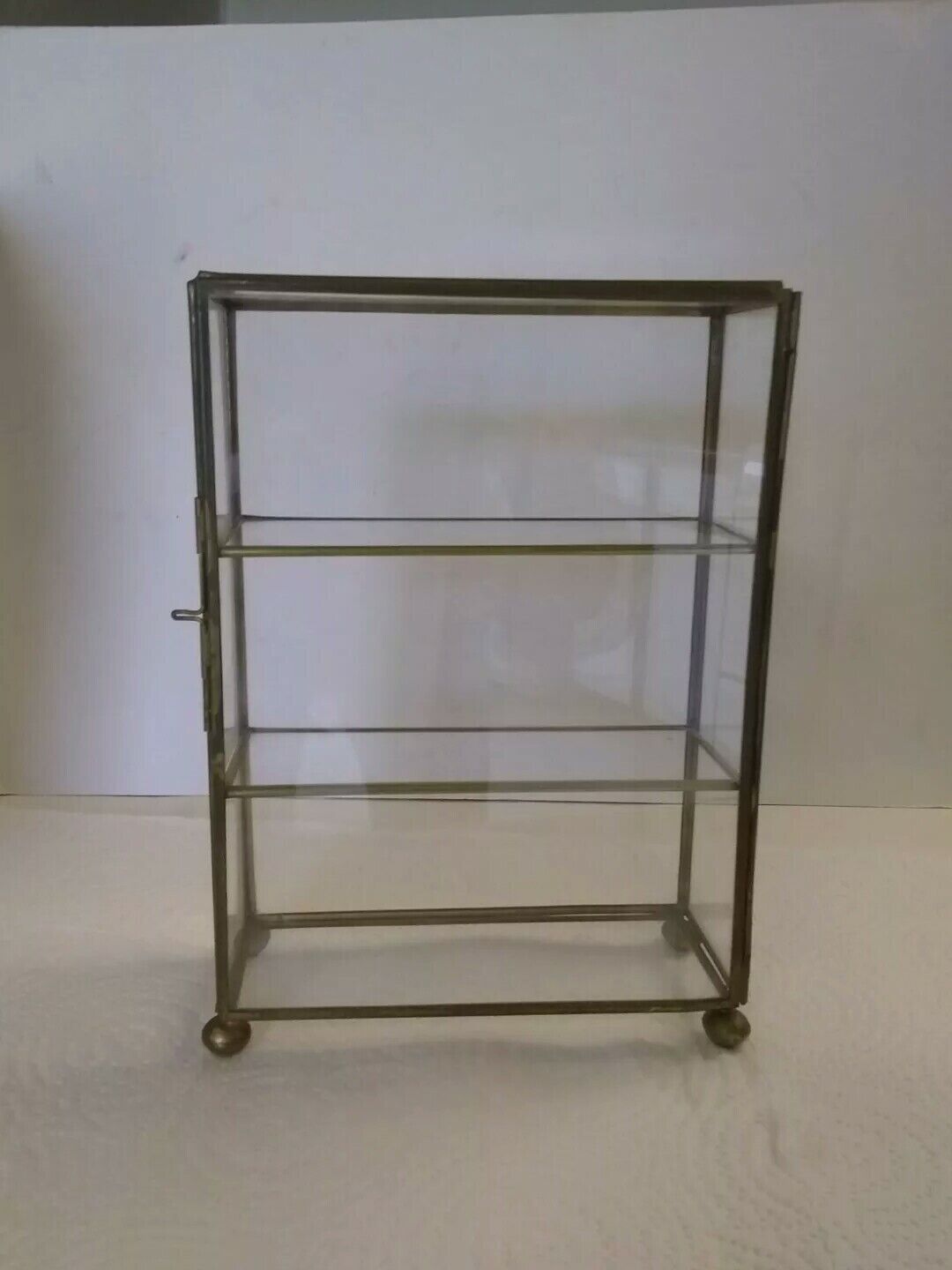 Vintage Brass And Glass Hinged Mini Display Case (3 Tier)