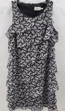 ELIZA J Black And White Floral Tiered Chifon Sleeveless Size 10 Dress