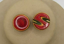 Vintage Set of 2 Button Covers Wooden