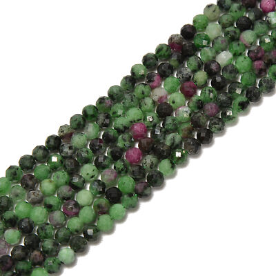 Natural Ruby Zoisite Faceted Round Beads 2mm 3mm 4mm 5mm 6mm 8mm 15.5'' Strand