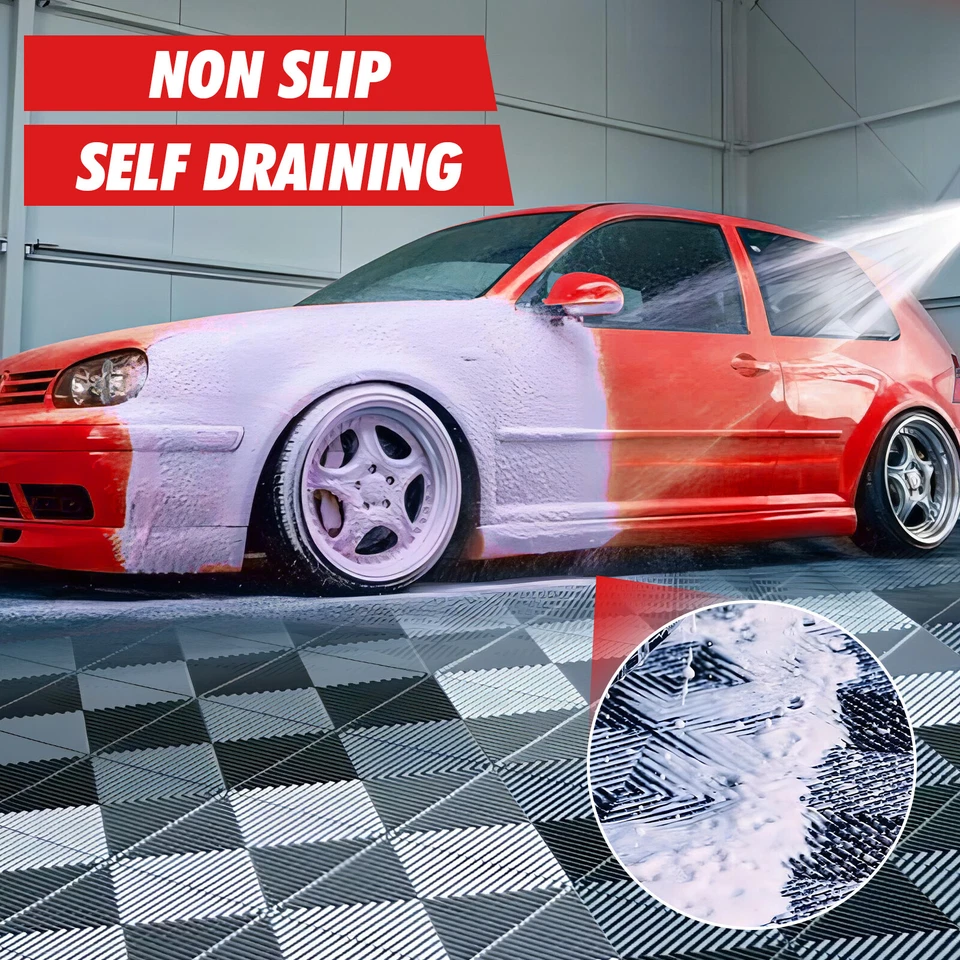 25/50 Packs Interlocking Garage Floor Tiles Vented Water Drainage 15.7x15.7'' - Image 2 of 4