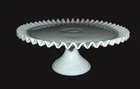Vtg Fenton Milk Glass Hobnail 12.5" Pedestal Cake Plate Stand Ruffled Edge Large