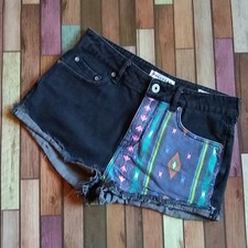 Bullhead Women's High Rise Aztec Cutoff Shorts