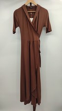 Quince Women Tencel Jersey Midi Wrap Dress Brown M