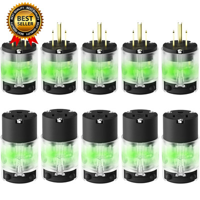 5 Set Lighted Extension Cord Ends, 15A 125V Extension Cord Replacement Ends 3 Pr