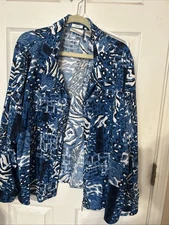 Women’s Jacket Tropical 3XBlue Drapers & Damons Long Sleeve Zip Up Animal Prints