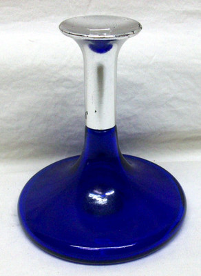 Vintage Vanda ''Sayonara'' Cobalt Blue Glass Perfume Bottle 85CC Silver Top 4-1/2''