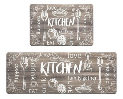 NEW HEBE Kitchen Mats for Floor Set 2 Thick Anti Fatigue Cushioned Water Proof
