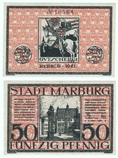 ✦MARBURG 1918: "Magistrat", 50 pfg. PIENIĄDZE AWARYJNE