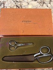 Vintage Gingher Knife Edge Scissors G-8 Chrome Shears w/Box  Guard