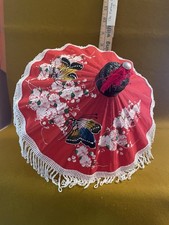 Thailand Silk Umbrella Display. 9  Diameter. 11  Long. Exc. Cond.