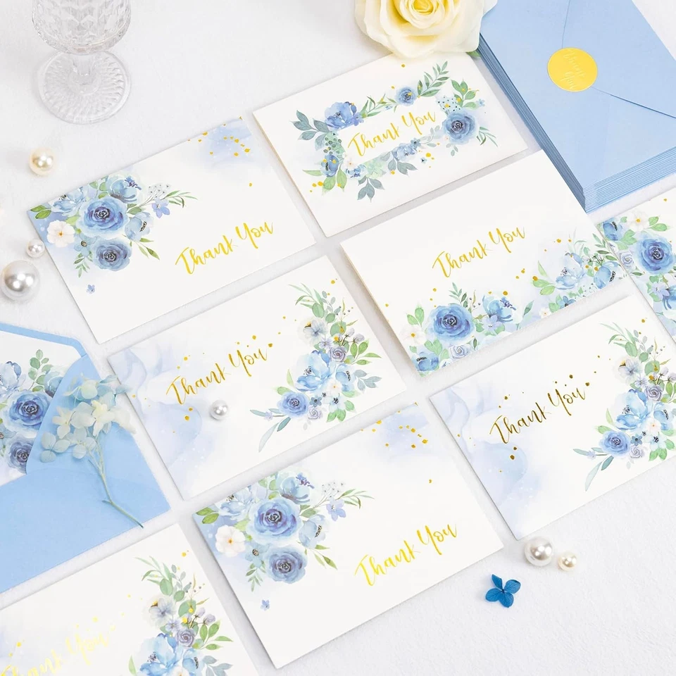 Tarjetas de agradecimiento Crisky 4 surtido, acuarela imprimible 50 piezas Foto 4 de 4