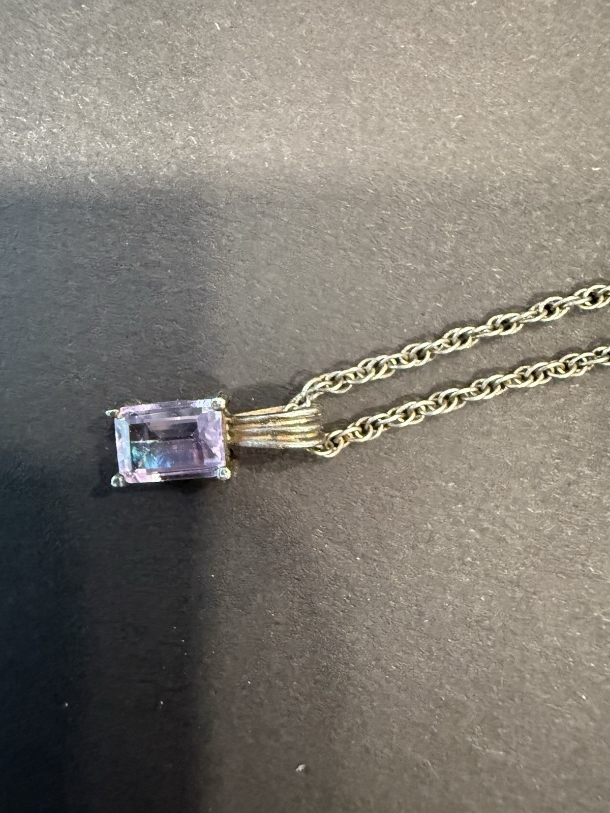 Sterling Silver Rectangular Purple Pendant Neckla… - image 1