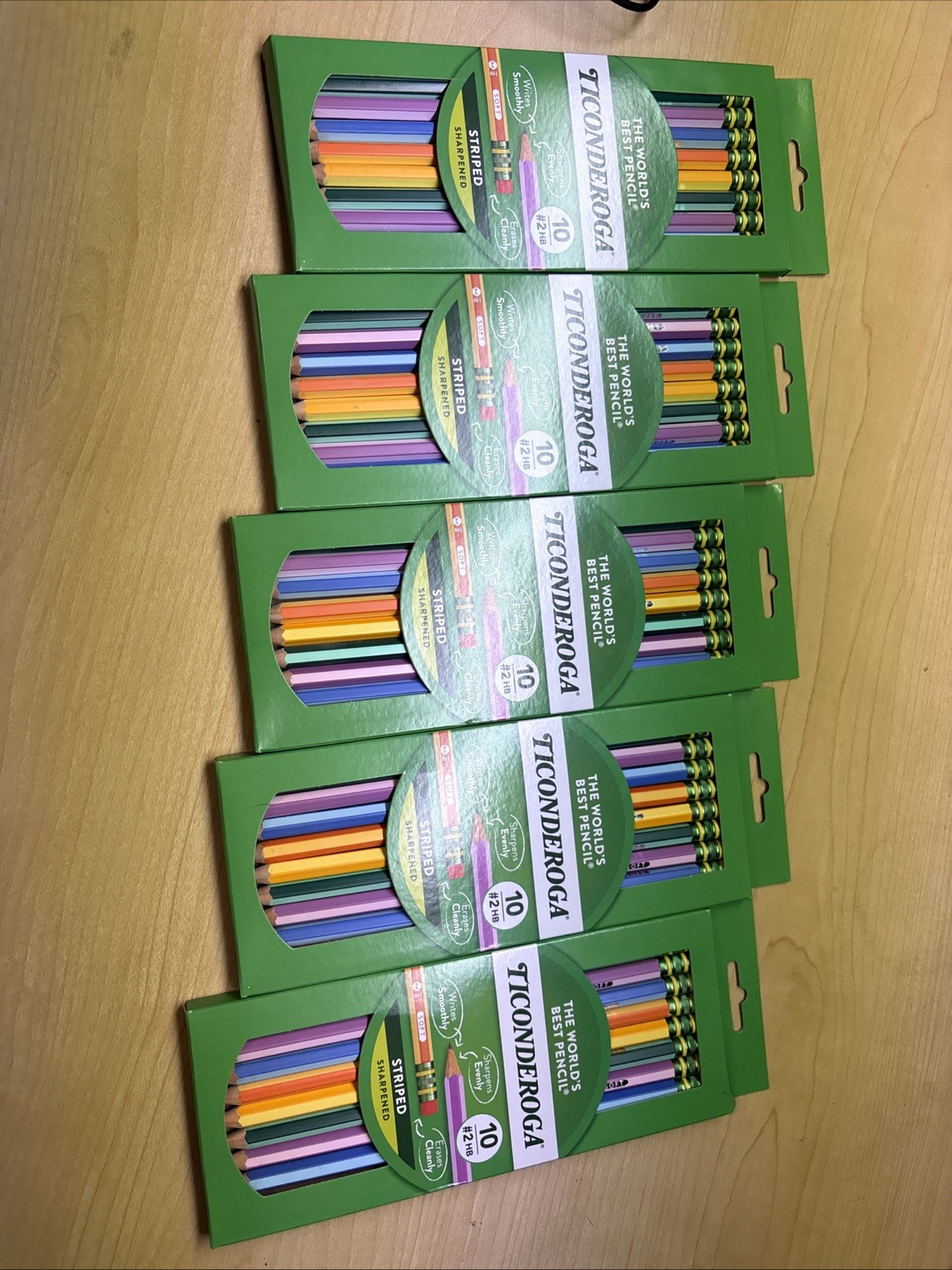 Ticonderoga Striped Wood Pencils #2 Big Lot of 5 Packs of 10! 50 total NEW