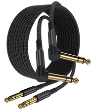 1/4 Inch TRS Instrument Cable 3.3Ft 2-Pack,Right-Angled to Straight 6.35Mm Male