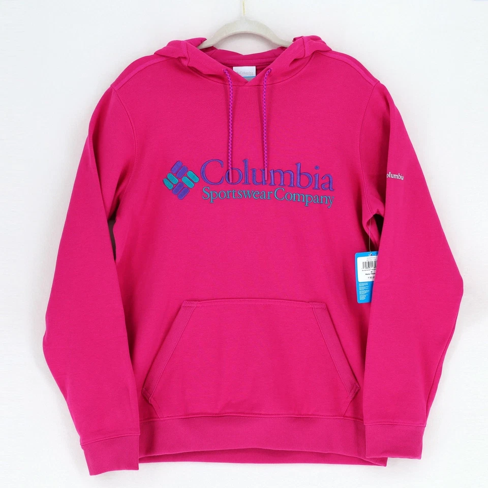 Moletom com capuz Columbia masculino algodão fúcsia logotipo lã roupa ativa tamanho M - Imagem 4 de 4