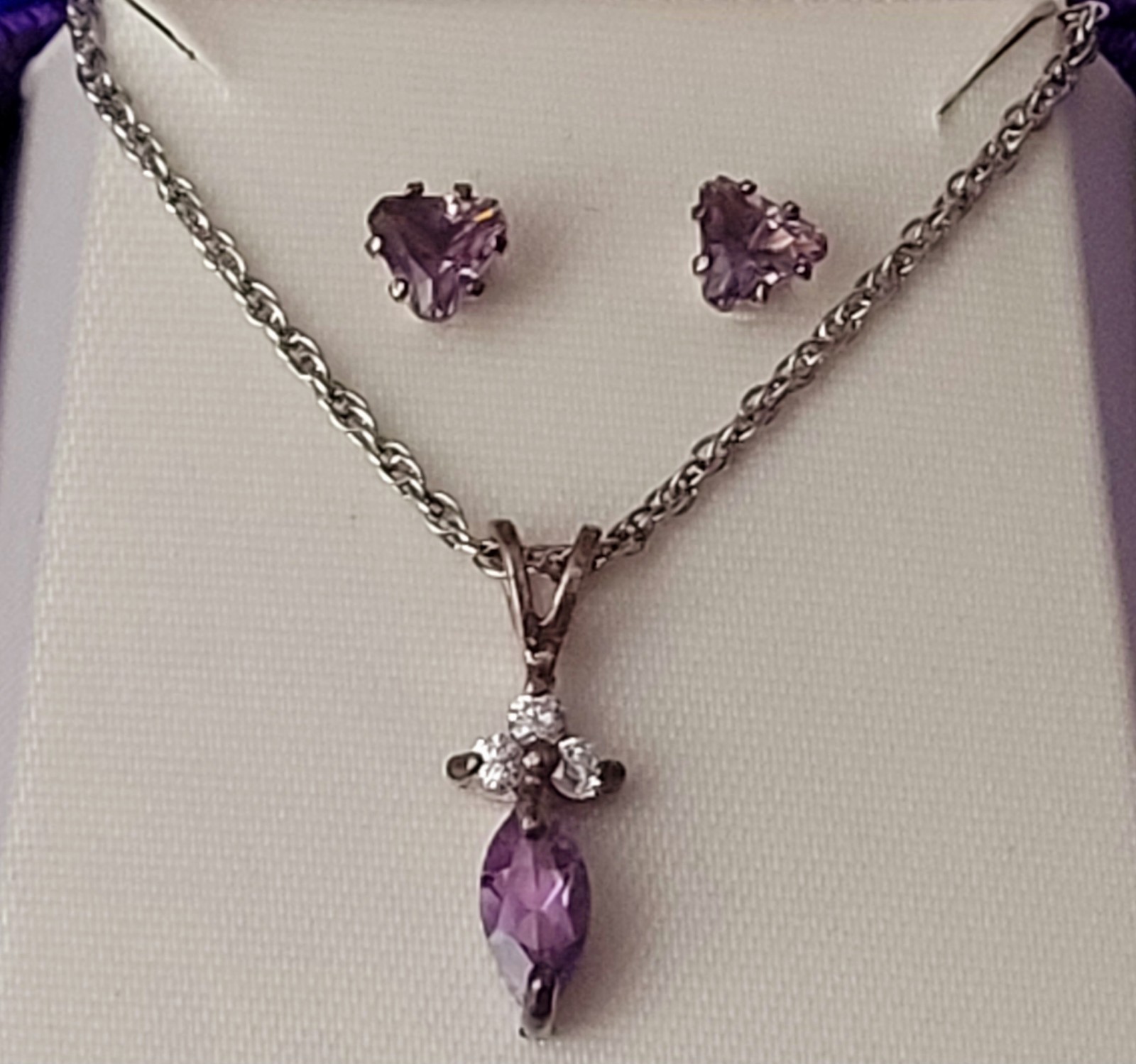 Solid 925 Sterling Silver Neckless & Genuine Amet… - image 5