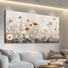 Canvas Wall Art For Living Room Wall 40"L x 20"W Neutral Wildflower Canvas