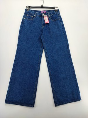 Edikted Women's Raelynn Washed Low Rise Baggy Blue Jeans 100% Cotton Size M US