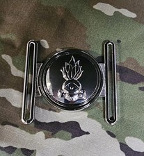 British Army RE Search Trade Stable Belt Buckle Locket Style nickel plated