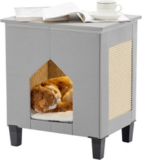 Cat House for Indoor Cats Condo,Cat Furniture with Large Area Scratch Pad  Leathe