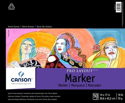 Artist Series Layout Marker Pad, 14  x 17 , Fold-Over Cover, 50 Sheets (10051...