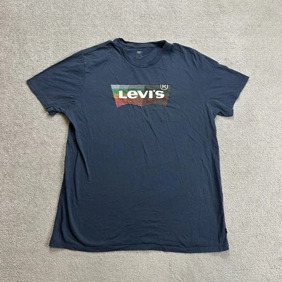 LEVIS Herren T Shirt Kurzarm Gr XL Regular Fit Retro Classic Logo 24116 Blau - Bild 1 von 4