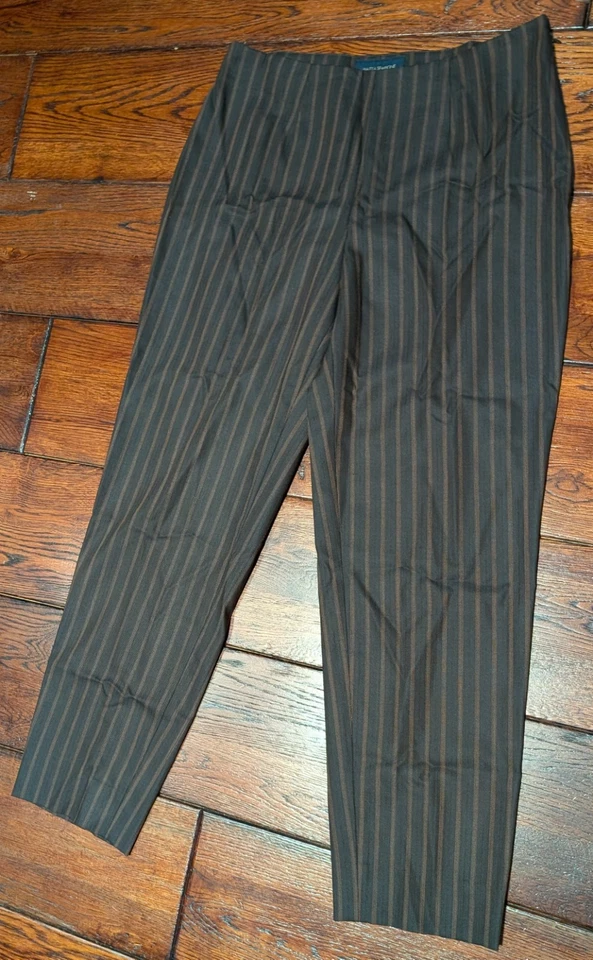 Piazza Sempione 女式羊毛和丝绸混纺棕色条纹正装裤子 IT 44 码 — 第 2/4 张图片