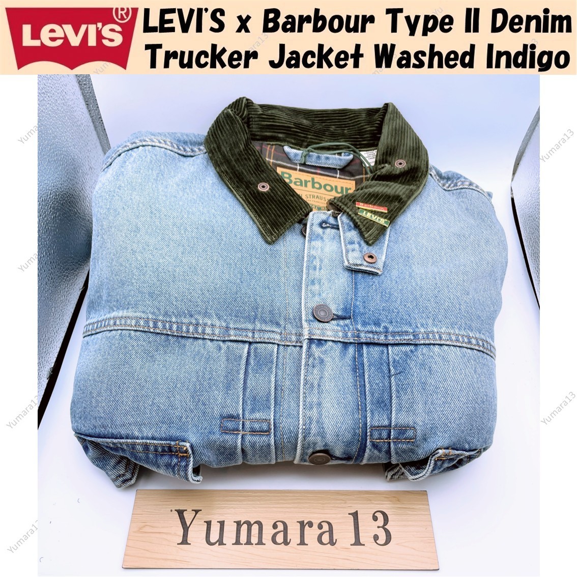 LEVI'S x Barbour Type II Denim Trucker Jacket Washed Indigo | eBay