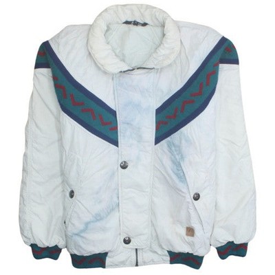 K-Way Herren Steppjacke weiß blau 80er Jahre Größe S Retro Outdoor Style