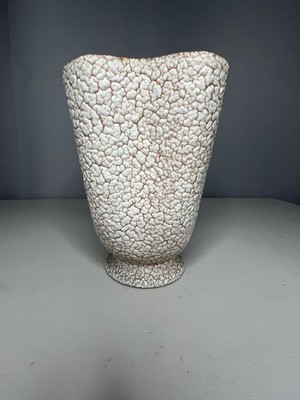 Bay Keramik Vase Orange Weiß Fat Lava West German Pottery 607/16 Vintage MCM