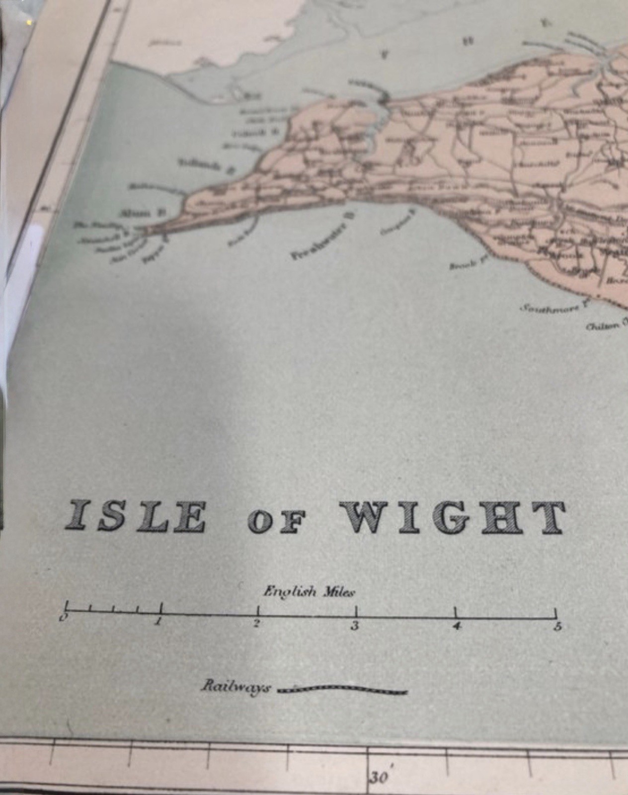 VICTORIAN COLOUR TINTED MAP, PUBLISHED BY GEORGE VIRTUE, 1840, ISLE OF WIGHT,UK image 3