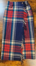 Vintage Ralph Lauren Country Plaid Wrap Wool Skirt Size 4