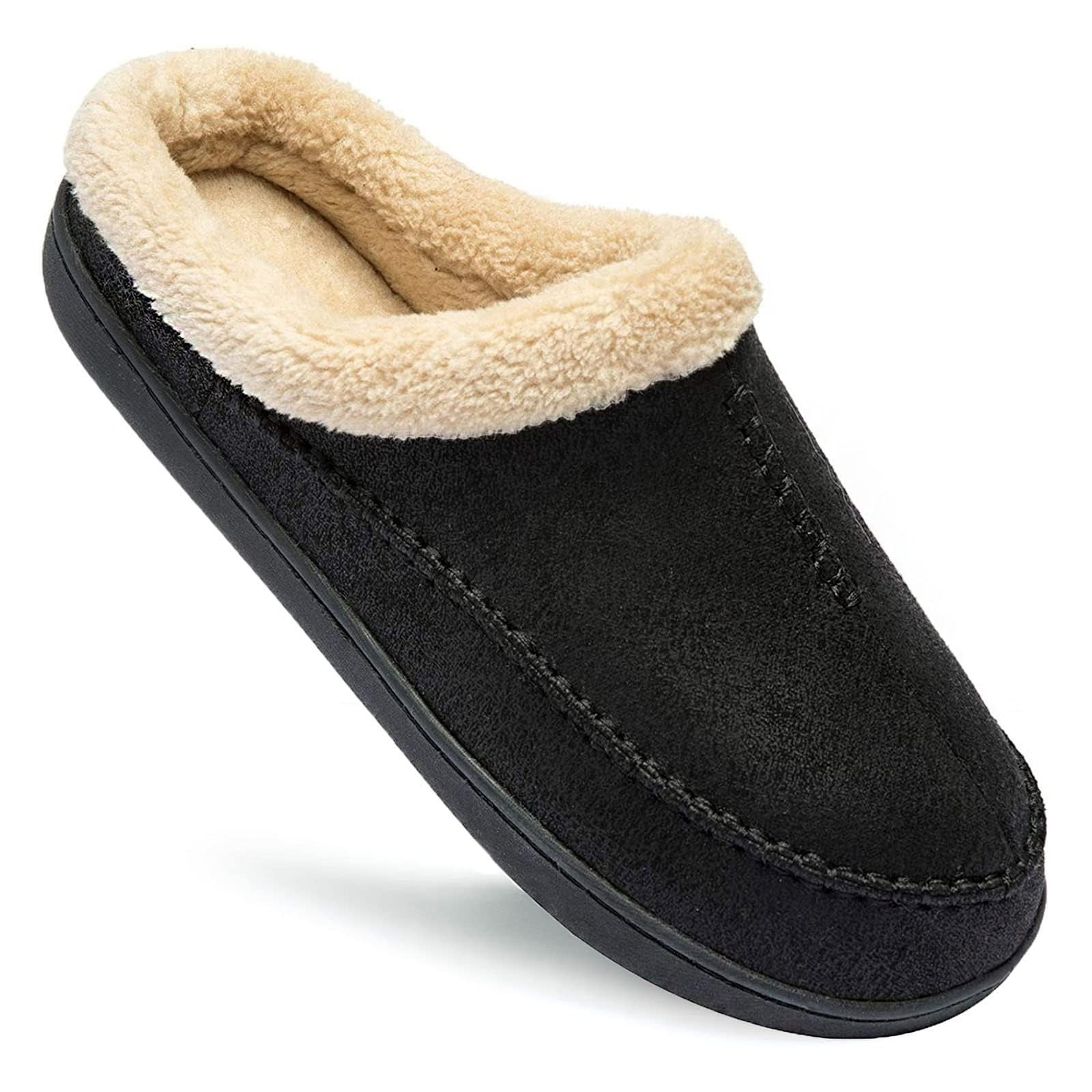 Men's Slippers Microsuede Upper Moccasin House Shoes with Fuzzy Plush Lining ...-image