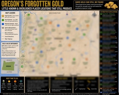 #116 Map of Lost and Forgotten Gold Placers in Oregon