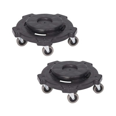 Smooth Rolling Waste Bin Dolly - Fits 32, 44 & 55 Gallon Containers, 2-Pack