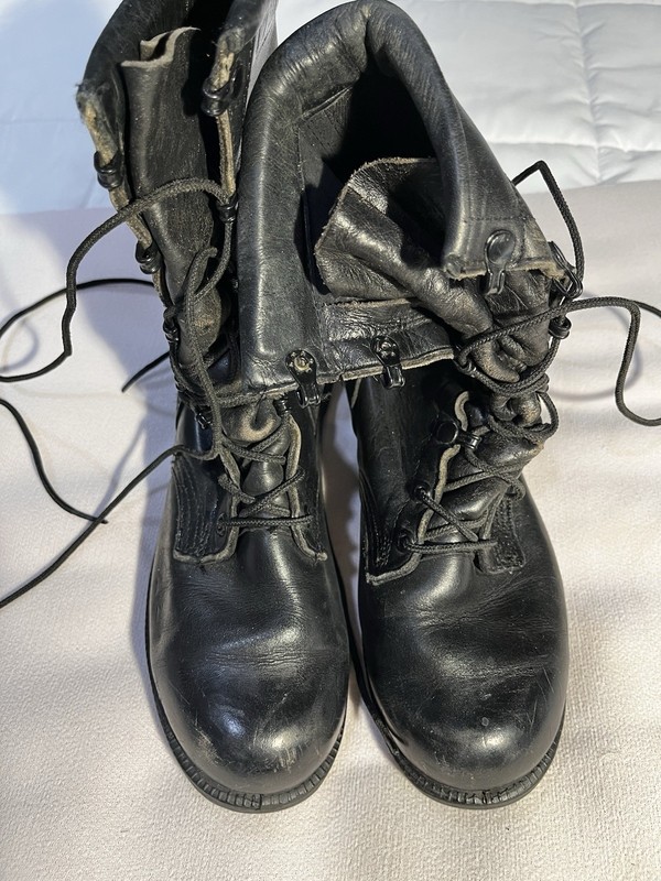 Military Combat Field Boots Black Leather Men’s 4W Laces Up